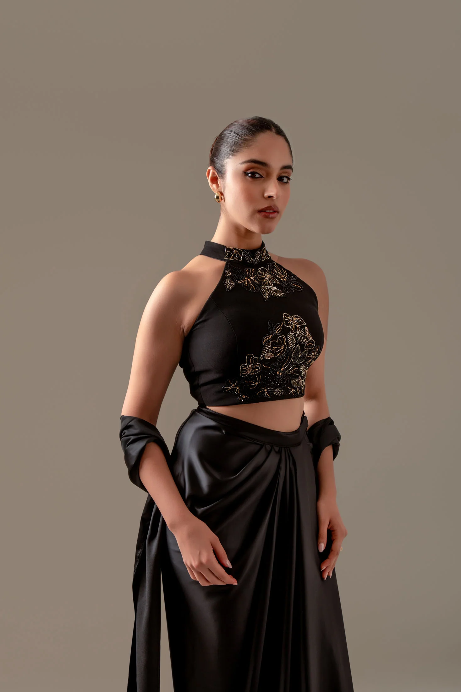 Black Draped Skirt Set - Image 12
