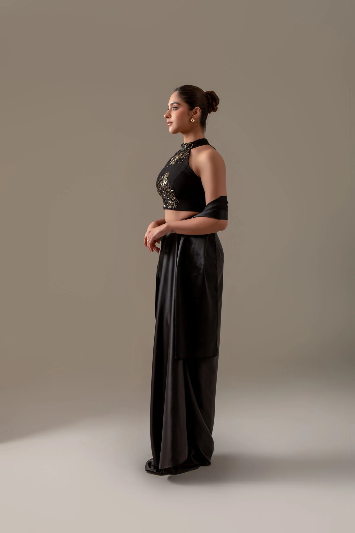 Black Draped Skirt Set - Image 4