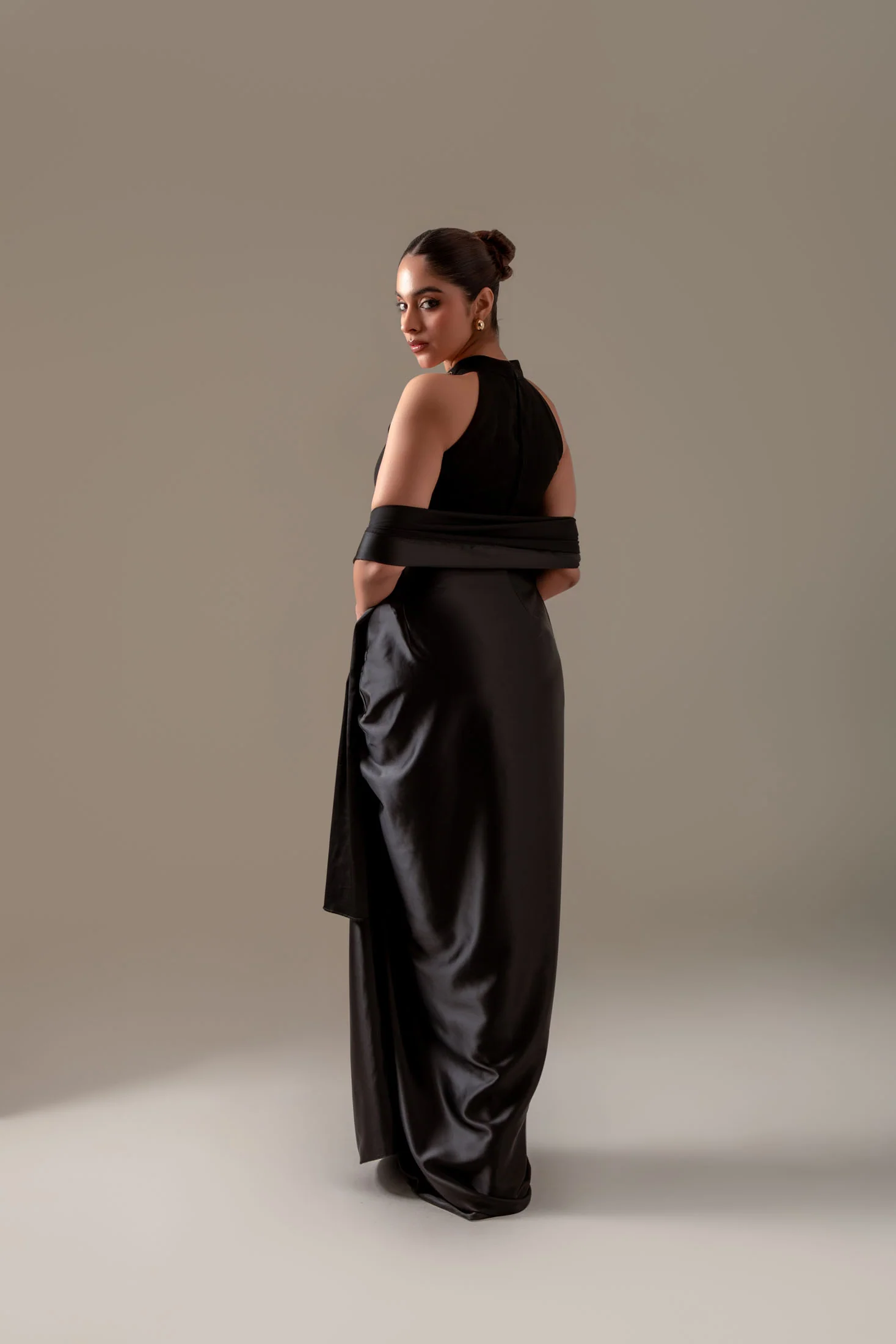Black Draped Skirt Set - Image 6