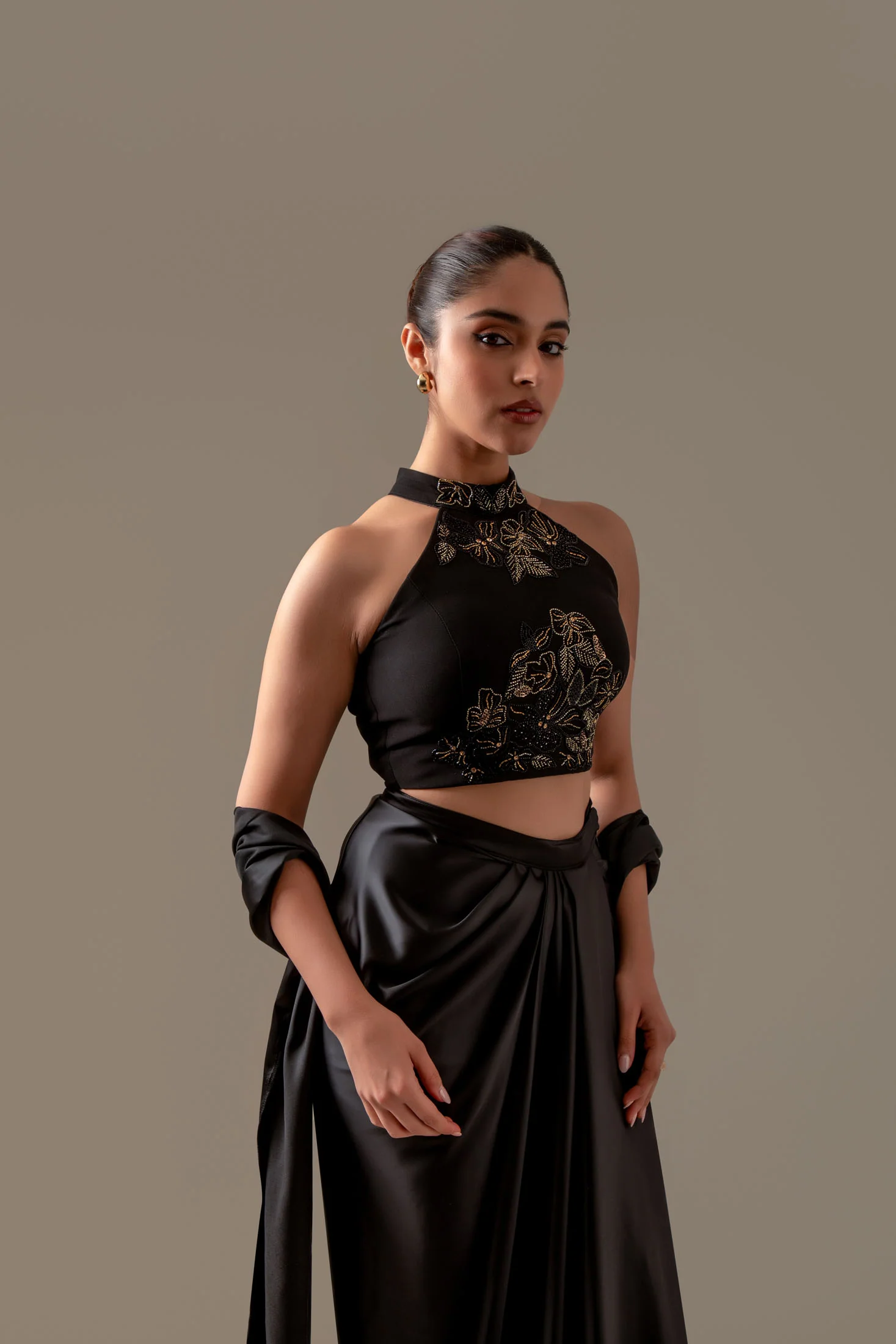 Black Draped Skirt Set - Image 7