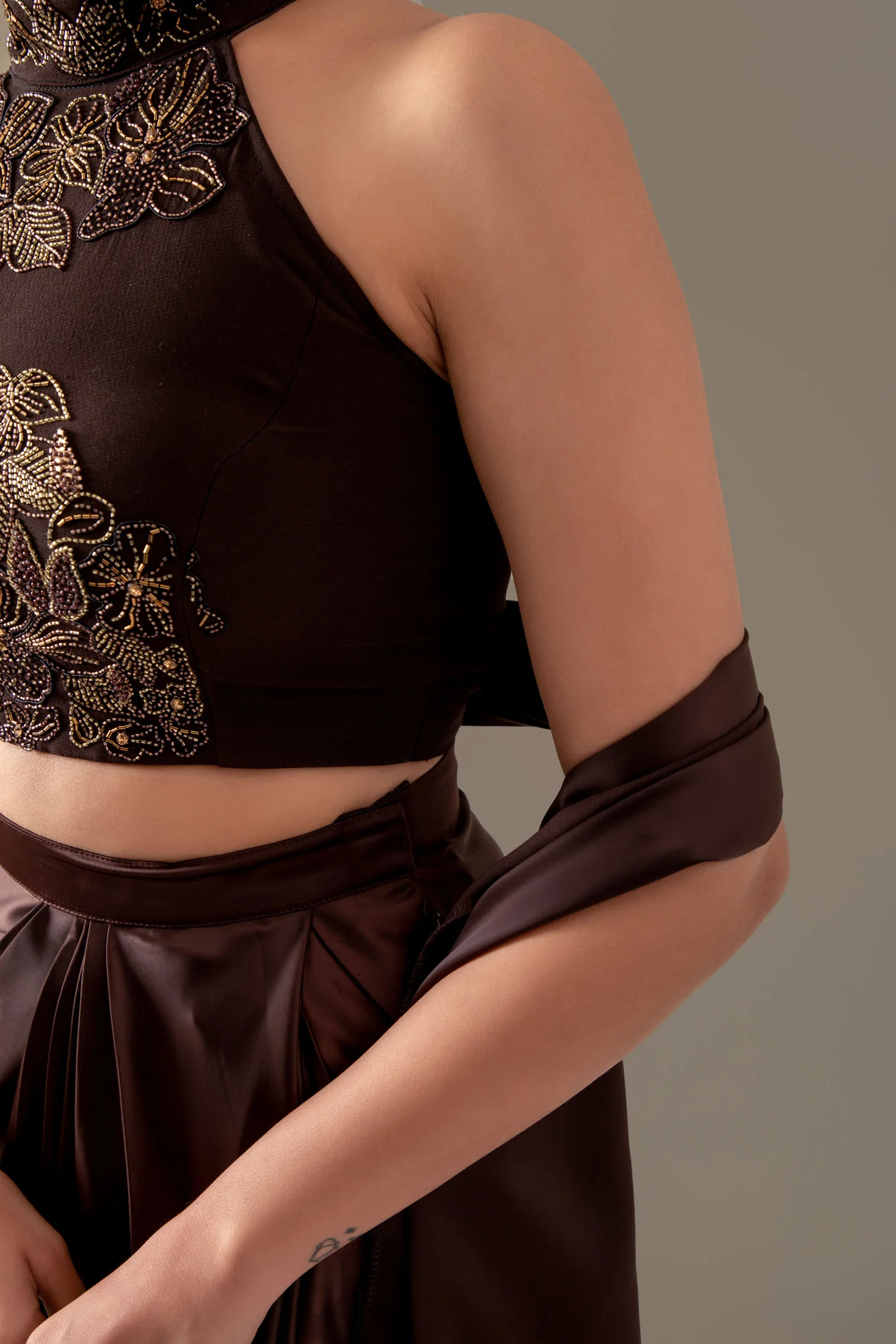 Brunette Brown Draped Skirt Set - Image 5