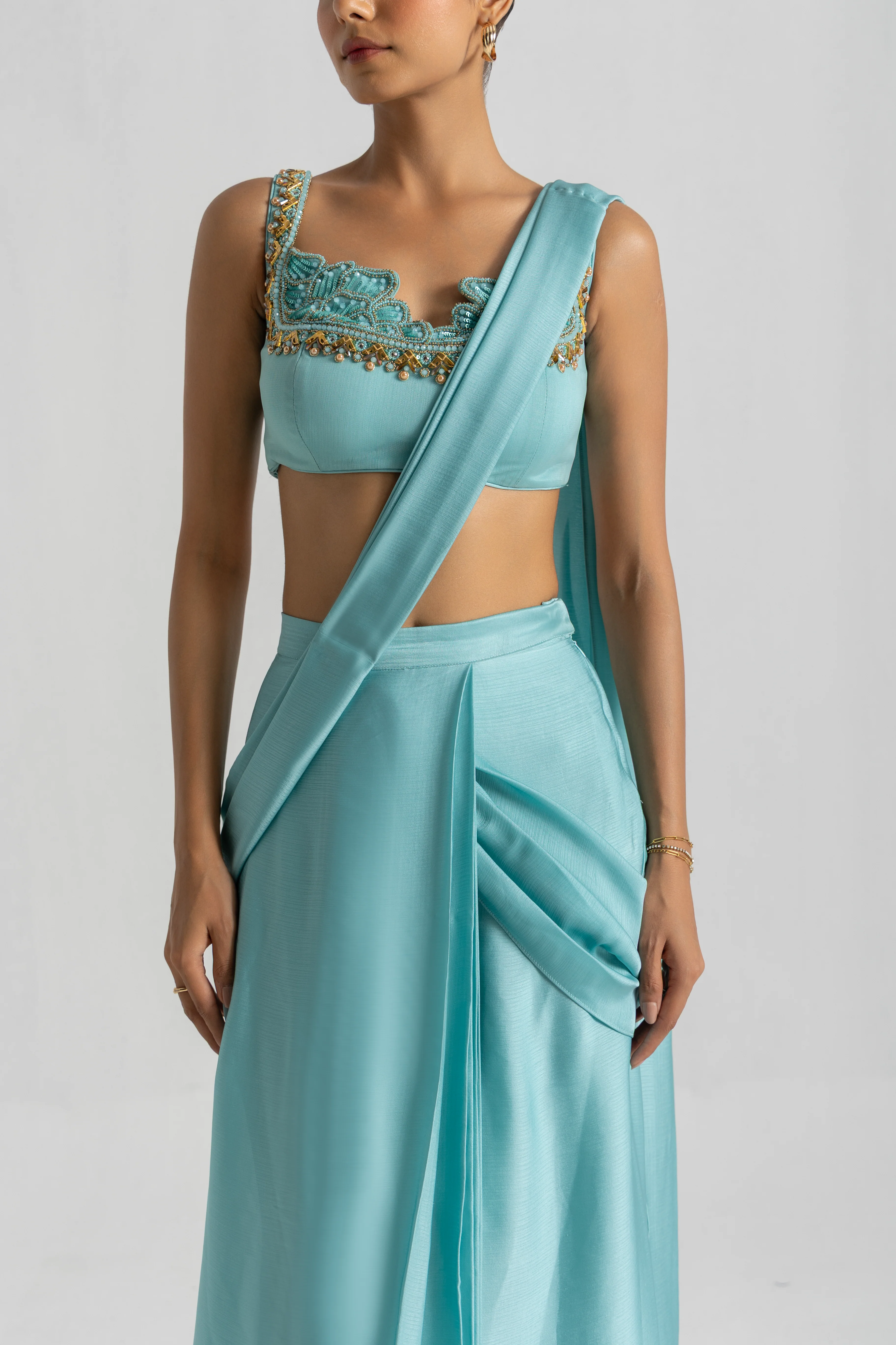 Frozen Blue Saree - Image 7