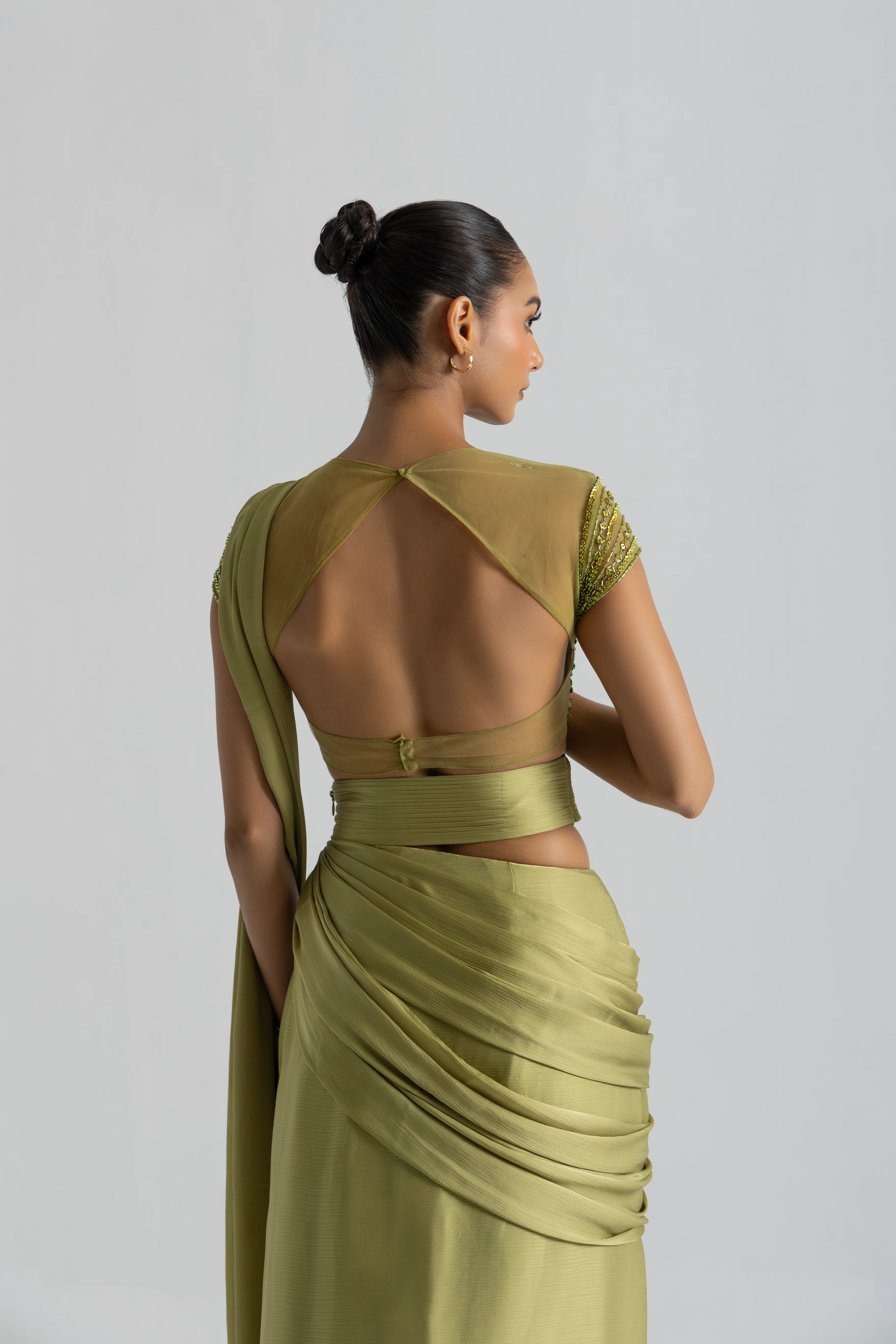 Green Glaze Saree - Image 5