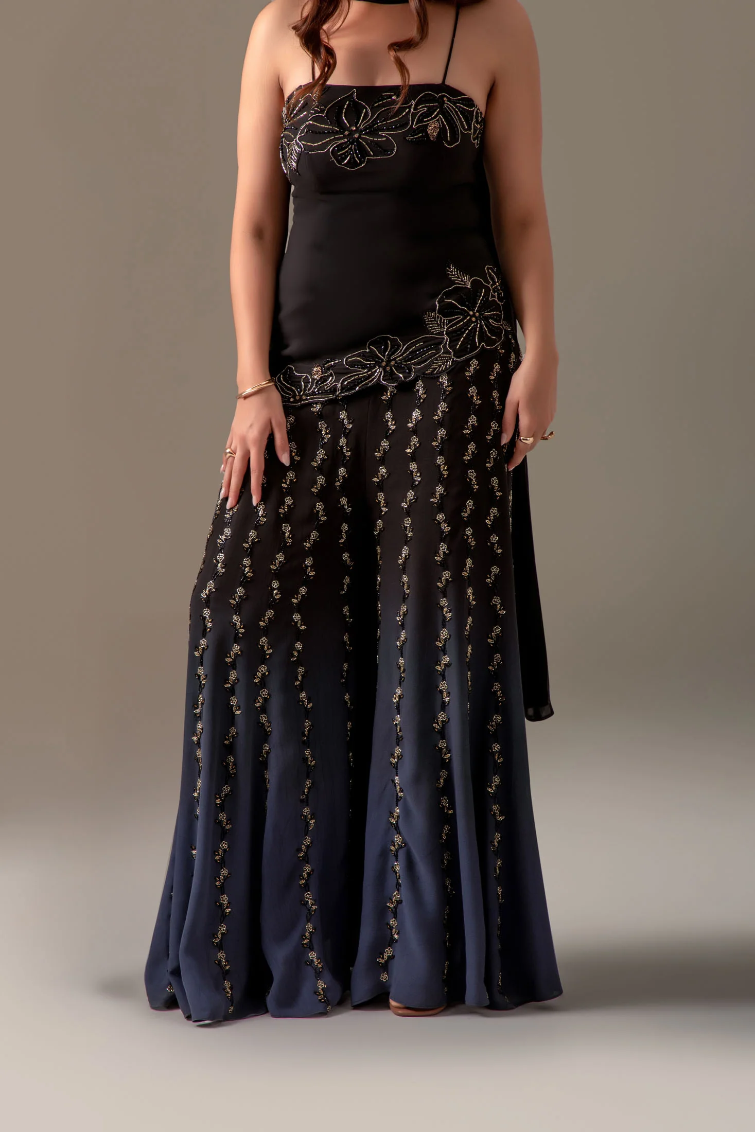 Black Ombre Sharara Set - Image 5