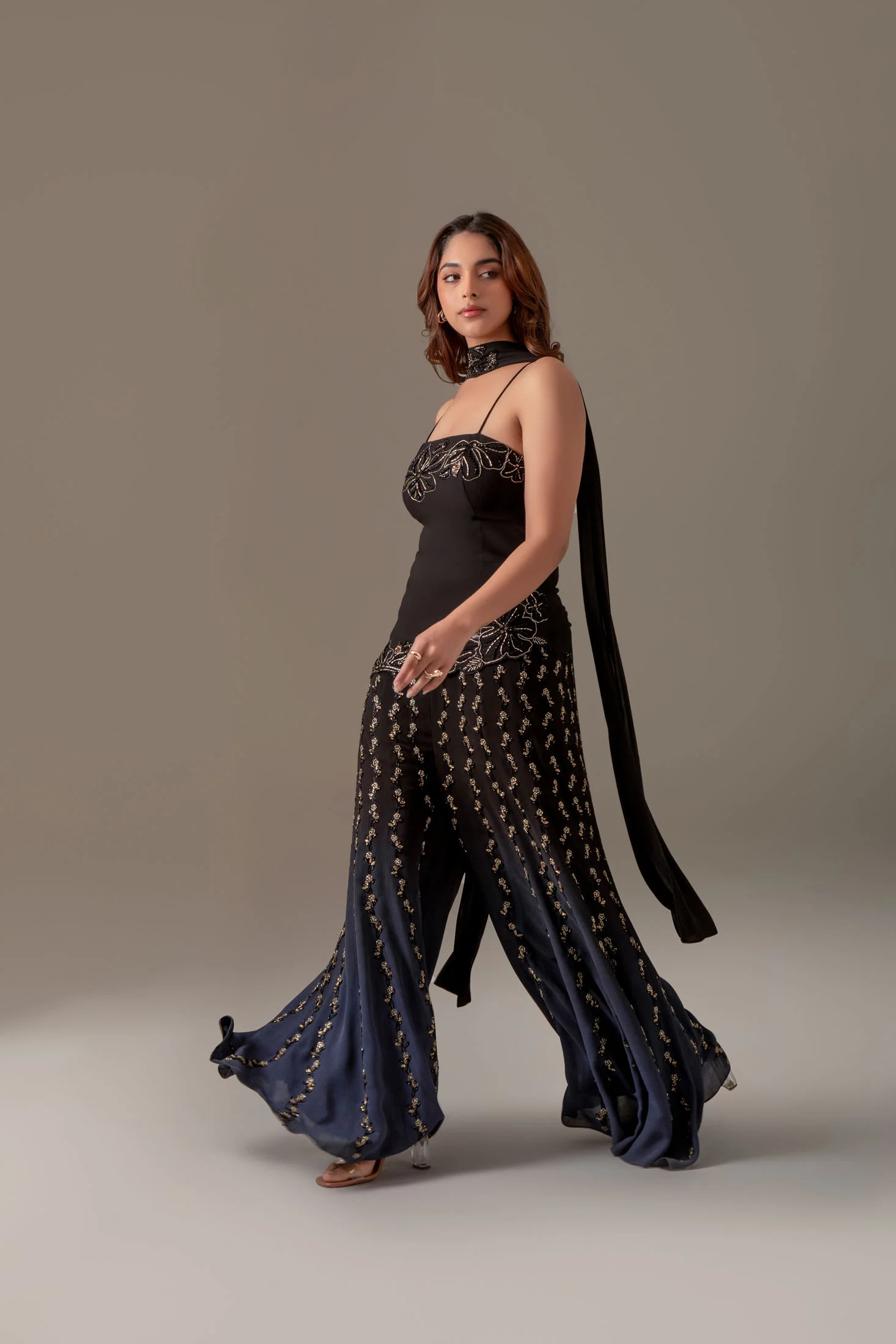 Black Ombre Sharara Set - Image 6
